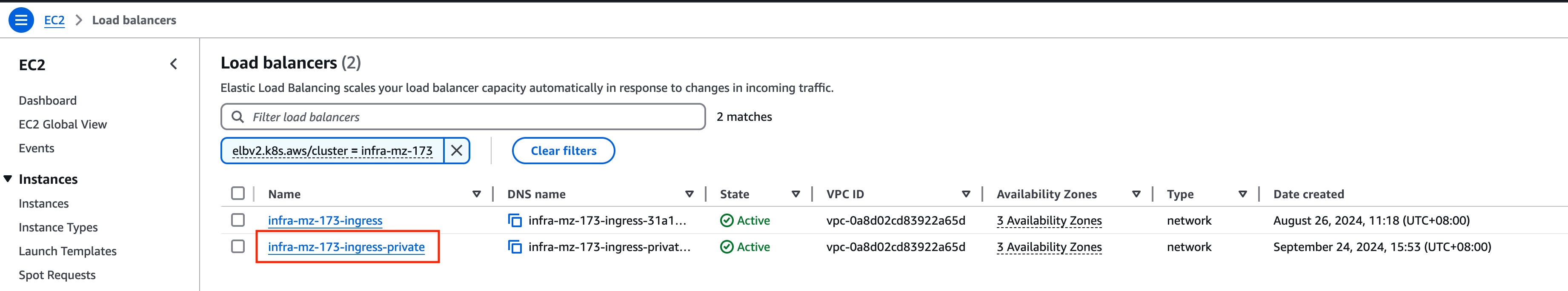 Private Load Balancer BYOC