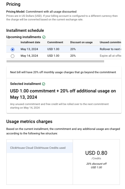 Резюме цен GCP Marketplace